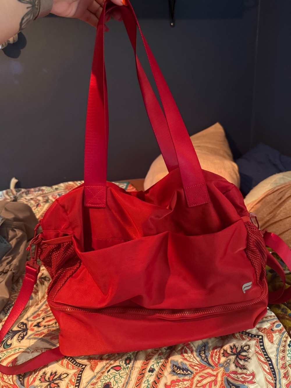 Fabletics Red Everyday Tote with Exterior Pockets